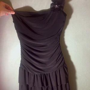 single strap black party dress